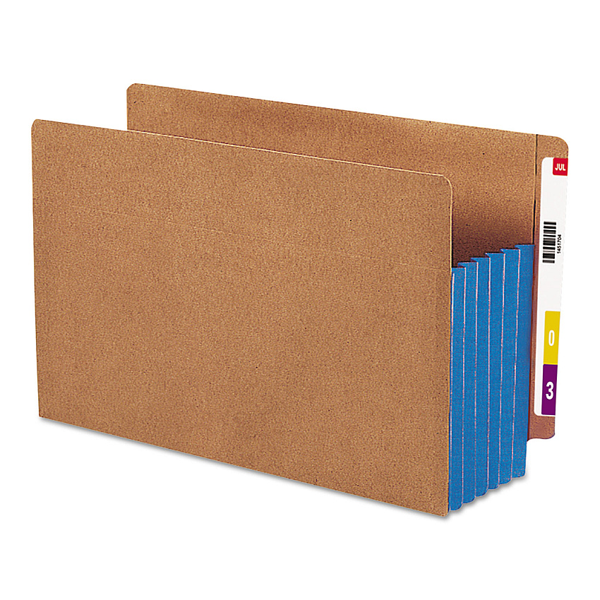 Smead Redrope Drop-Front End Tab File Pockets, Fully Lined 6.5" High Gussets, 5.25" Expansion, Legal Size, Redrope/Blue, 10/Box (SMD74689)