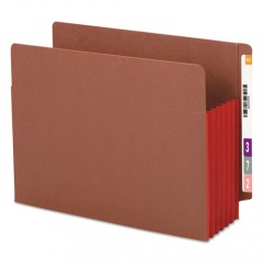 Smead Redrope Drop-Front End Tab File Pockets, Fully Lined 6.5" High Gussets, 5.25" Expansion, Letter Size, Redrope/Red, 10/Box (73696)
