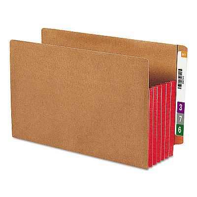 Smead Redrope Drop-Front End Tab File Pockets, Fully Lined 6.5" High Gussets, 5.25" Expansion, Legal Size, Redrope/Red, 10/Box (SMD74696)
