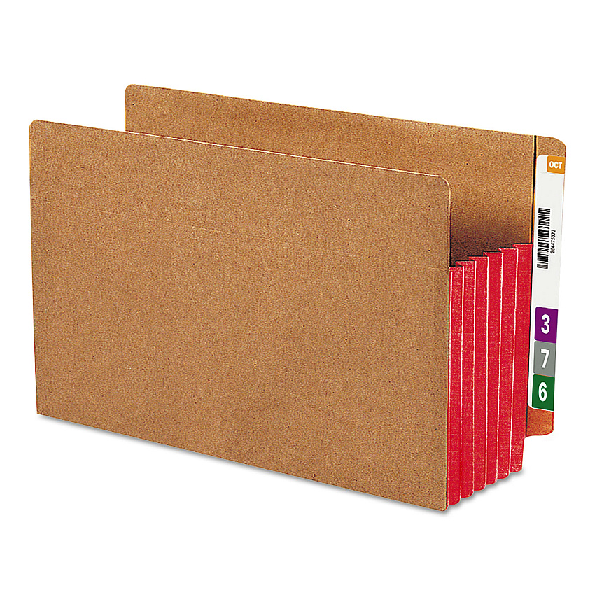 Smead Redrope Drop-Front End Tab File Pockets, Fully Lined 6.5" High Gussets, 5.25" Expansion, Legal Size, Redrope/Red, 10/Box (SMD74696)