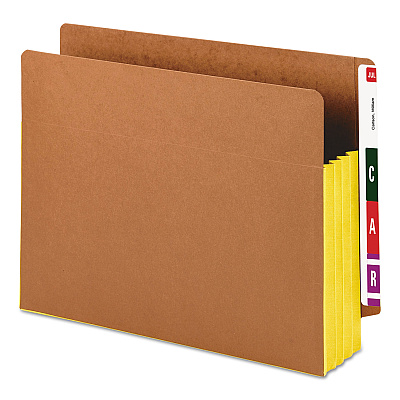 Smead Redrope Drop-Front End Tab File Pockets, Fully Lined 6.5" High Gussets, 3.5" Expansion, Letter Size, Redrope/Yellow, 10/Box (SMD73688)