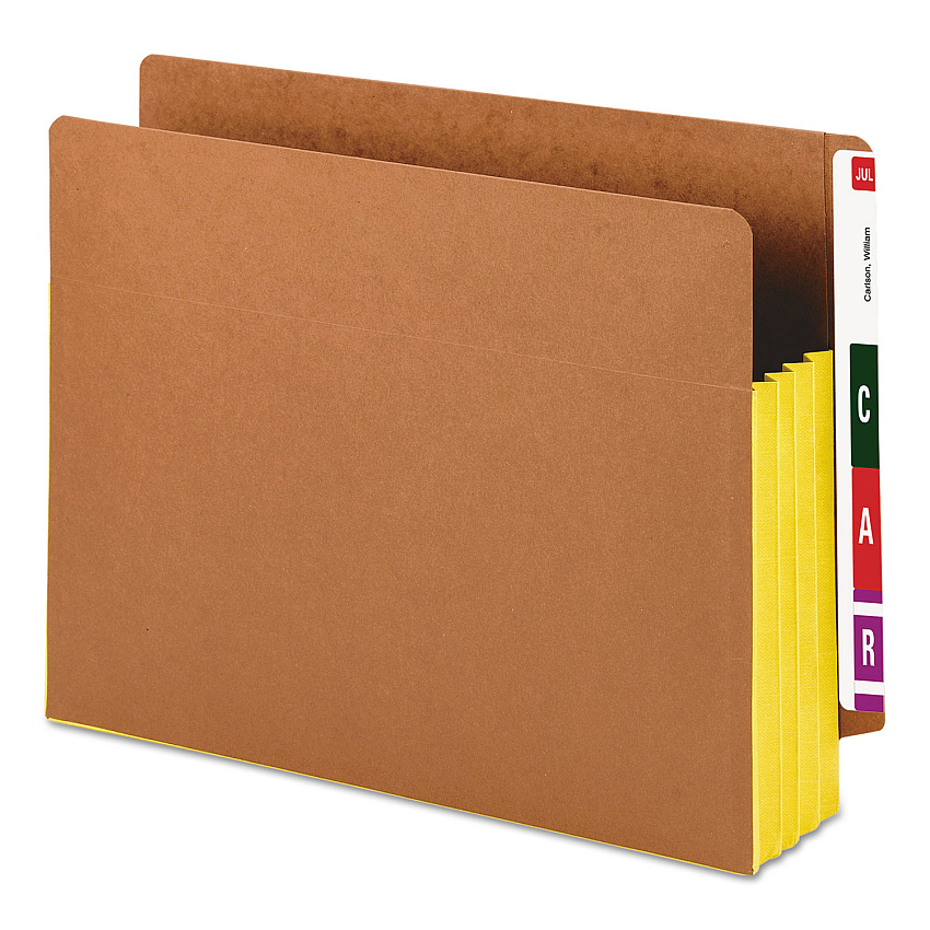Smead Redrope Drop-Front End Tab File Pockets, Fully Lined 6.5" High Gussets, 3.5" Expansion, Letter Size, Redrope/Yellow, 10/Box (SMD73688)
