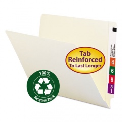 Smead 100% Recycled Manila End Tab Folders, Straight Tabs, Letter Size, 0.75" Expansion, Manila, 100/Box (24160)