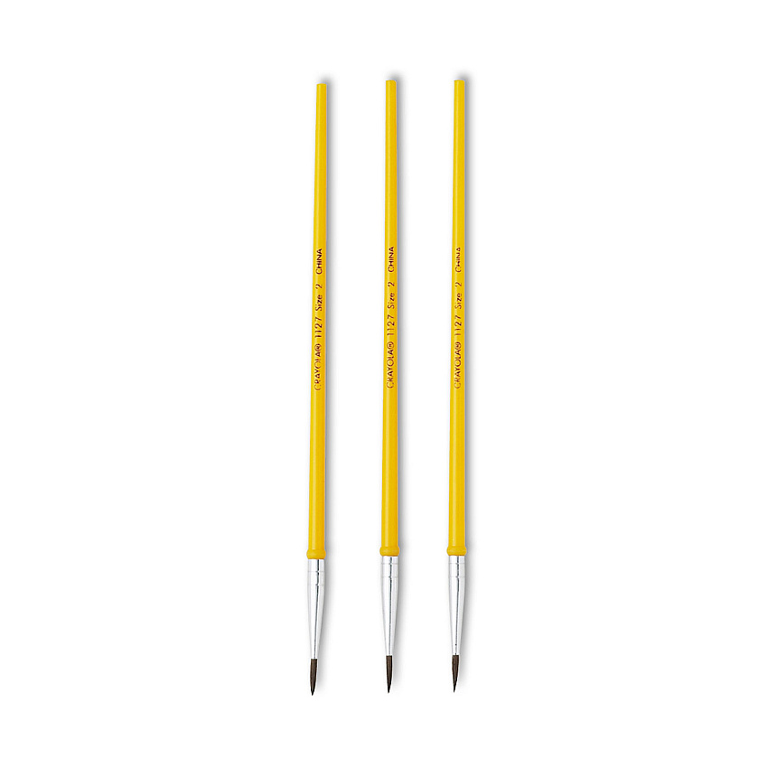 Crayola Watercolor Brush Set, Size 2, Camel-Hair Blend, Round Profile, 3/Pack (CYO051127002)