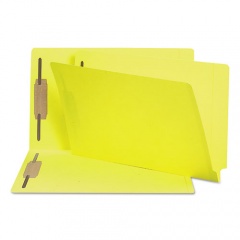 Smead Heavyweight Colored End Tab Fastener Folders, 0.75" Expansion, 2 Fasteners, Legal Size, Yellow Exterior, 50/Box (28940)