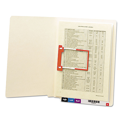 Smead Heavyweight Manila Reinforced End Tab U-Clip Fastener Folders, 0.75" Expansion, 1 Fastener, Letter Size, Manila, 50/Box (SMD34112)