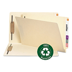 Smead Recycled Manila End Tab Fastener Folders, 0.75" Expansion, 2 Fasteners, Legal Size, Manila Exterior, 50/Box (SMD37160)