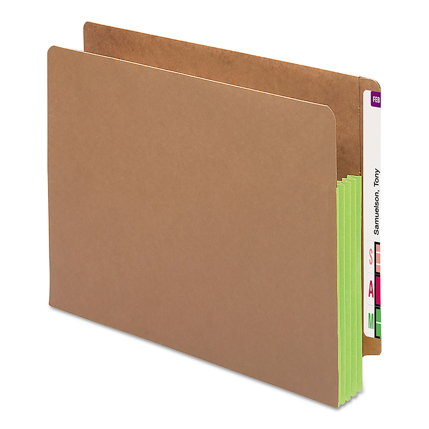 Smead Redrope Drop-Front End Tab File Pockets, Fully Lined 6.5" High Gussets, 3.5" Expansion, Letter Size, Redrope/Green, 10/Box (SMD73680)