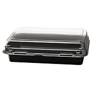 Solo Creative Carryouts Hinged Plastic Hot Deli Boxes, 24 Oz, 7.87 X 5.4 X 2.1, Black/clear, 200/carton (SCC846612PS94)