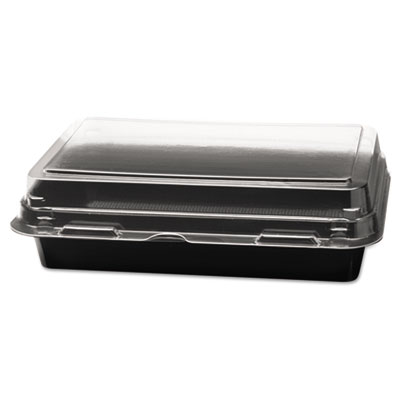 Solo Creative Carryouts Hinged Plastic Hot Deli Boxes, 24 Oz, 7.87 X 5.4 X 2.1, Black/clear, 200/carton (SCC846612PS94)