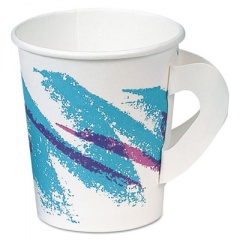 Dart Jazz Hot Paper Cups With Handles, 6oz., Polycoated, Jazz Design, 50/bag, 20/ct (376HJZJ)