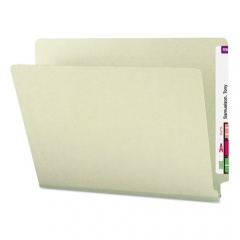 Smead Extra-Heavy Recycled Pressboard End Tab Folders, Straight Tabs, Letter Size, 1" Expansion, Gray-Green, 25/Box (26200)