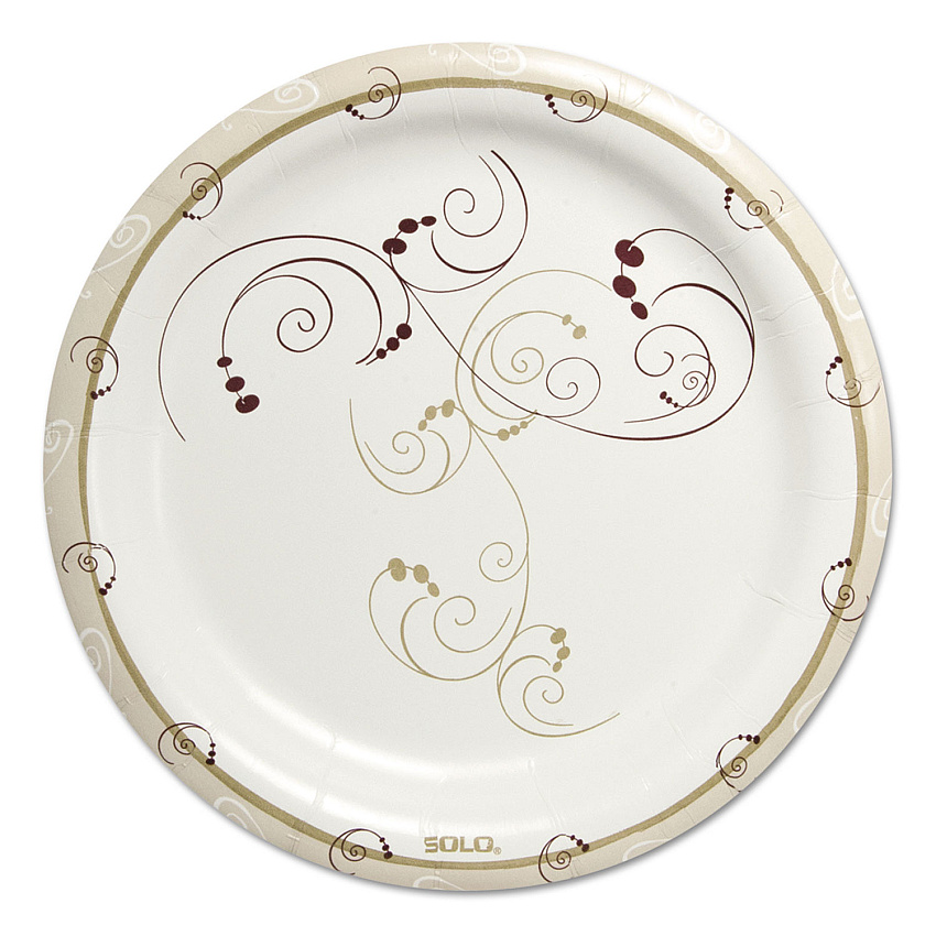Solo Symphony Paper Dinnerware, ProPlanet Seal, Heavyweight Plate, 9" dia, Tan, 125/Pack, 4 Packs/Carton (SCCHP9SJ8001CT)