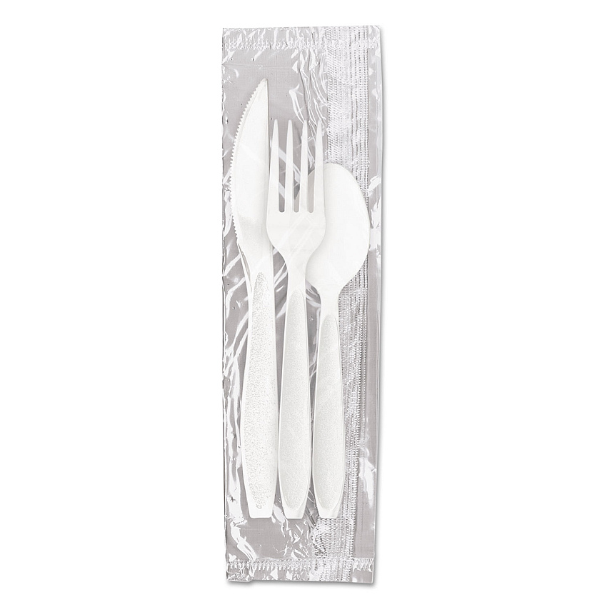 Solo Reliance Mediumweight Cutlery Kit, Knife/Fork/Spoon, White, 500 Kits/Carton (SCCRSW7Z)