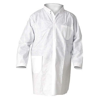 KleenGuard A20 Breathable Particle Protection Lab Coats, Snap Closure/Open Wrists/Pockets, X-Large, White, 25/Carton (KCC10039)