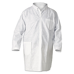 KleenGuard A20 Breathable Particle Protection Lab Coats, Snap Closure/Open Wrists/Pockets, Medium, White, 25/Carton (KCC10019)