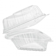 Dart Showtime Clear Hinged Containers, Pie Wedge, 6.67 oz, 6.1 x 5.6 x 3, Clear, 125/Pack, 2 Packs/Carton (C54HT1)