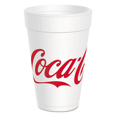Dart Coca-Cola Foam Cups, 16 Oz, White/red, 25/bag, 40 Bags/carton (DCC16J16C)