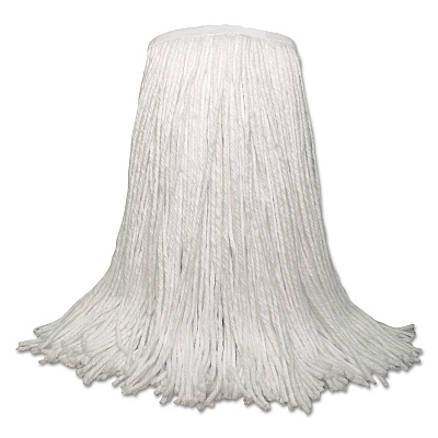 Boardwalk Banded Rayon Cut-End Mop Heads, White, 20 oz, 1 1/4" Headband, White, 12/Carton (BWKRM30020)