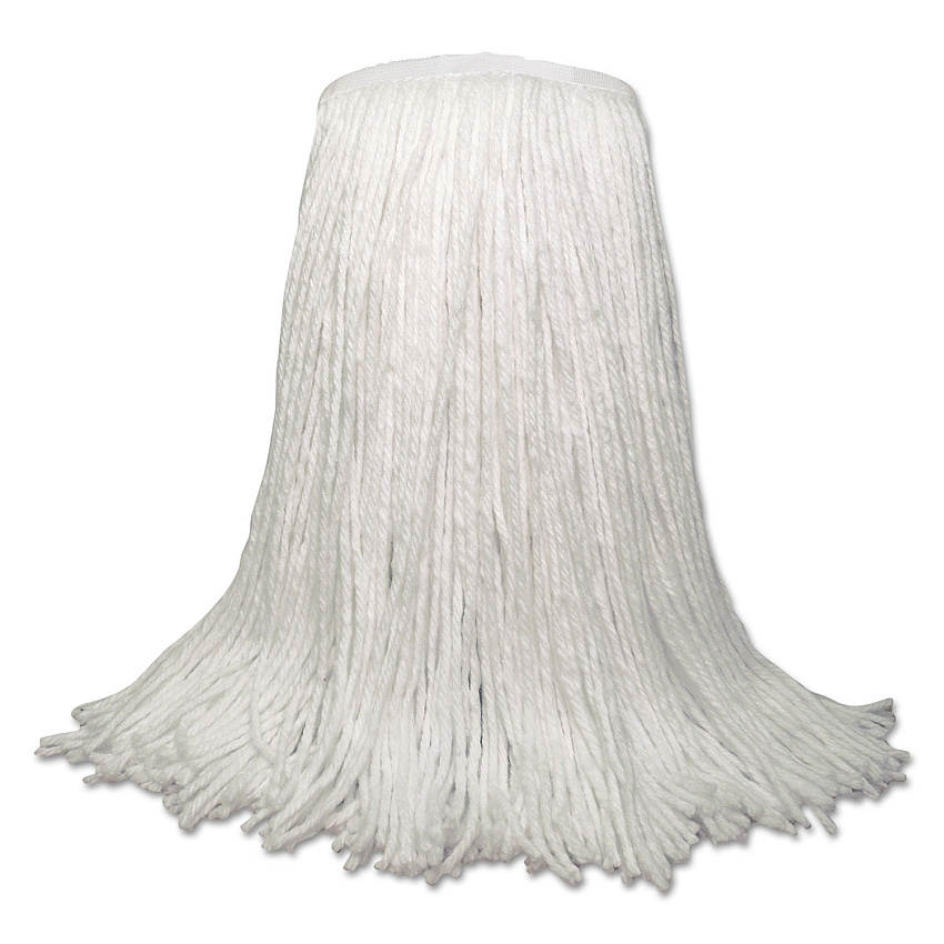 Boardwalk Banded Rayon Cut-End Mop Heads, White, 20 oz, 1 1/4" Headband, White, 12/Carton (BWKRM30020)