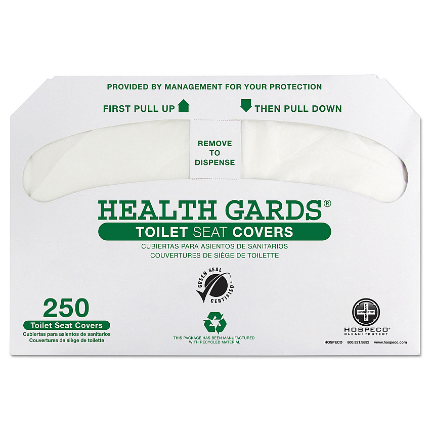 HOSPECO Health Gards Green Seal Recycled Toilet Seat Covers, 14.25 x 16.75, White, 250/Pack, 4 Packs/Carton (HOSGREEN1000)