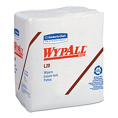 WypAll L20 Towels, 1/4 Fold, 4-Ply, 12.5 x 13, Unscented, White, 68/Pack, 12 Packs/Carton (KCC47022)