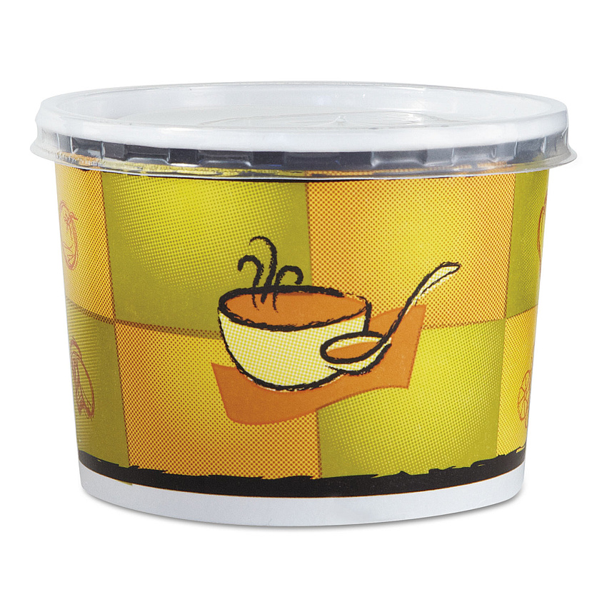 Chinet Streetside Squat Paper Food Container with Lid, Streetside Design, 12 oz, 250/Carton (HUH70412)