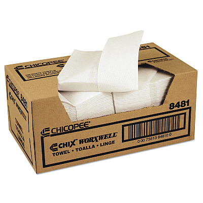 Chicopee Durawipe Shop Towels, 13 x 15, Z Fold, White, 100/Carton (CHI8481)