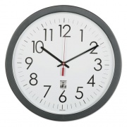 AbilityOne 6645016238823 SKILCRAFT Self-Set Wall Clock, 14.5" Overall Diameter, Black Case, 1 AA (sold separately)