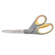 AbilityOne 5110016296579 SKILCRAFT Westcott Titanium Bonded Scissors, 8" Long, 3.2" Cut Length, Gray/Yellow Offset Handle
