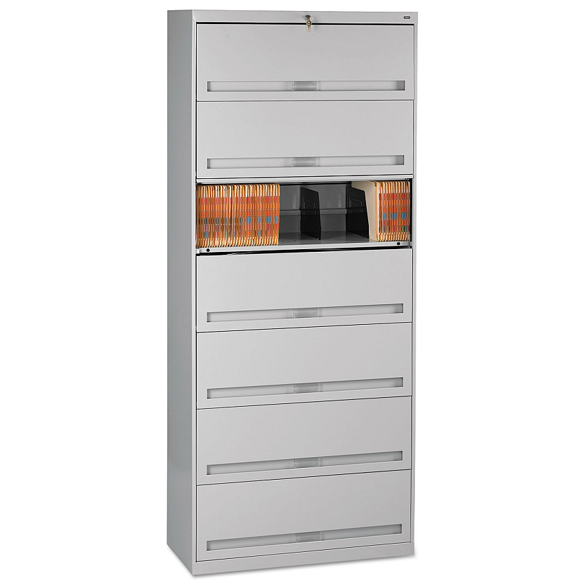 Tennsco Fixed Shelf Enclosed-Format Lateral File for End-Tab Folders, 7 Legal/Letter File Shelves, Light Gray, 36" x 16.5" x 87" (TNNFS371LLGY)