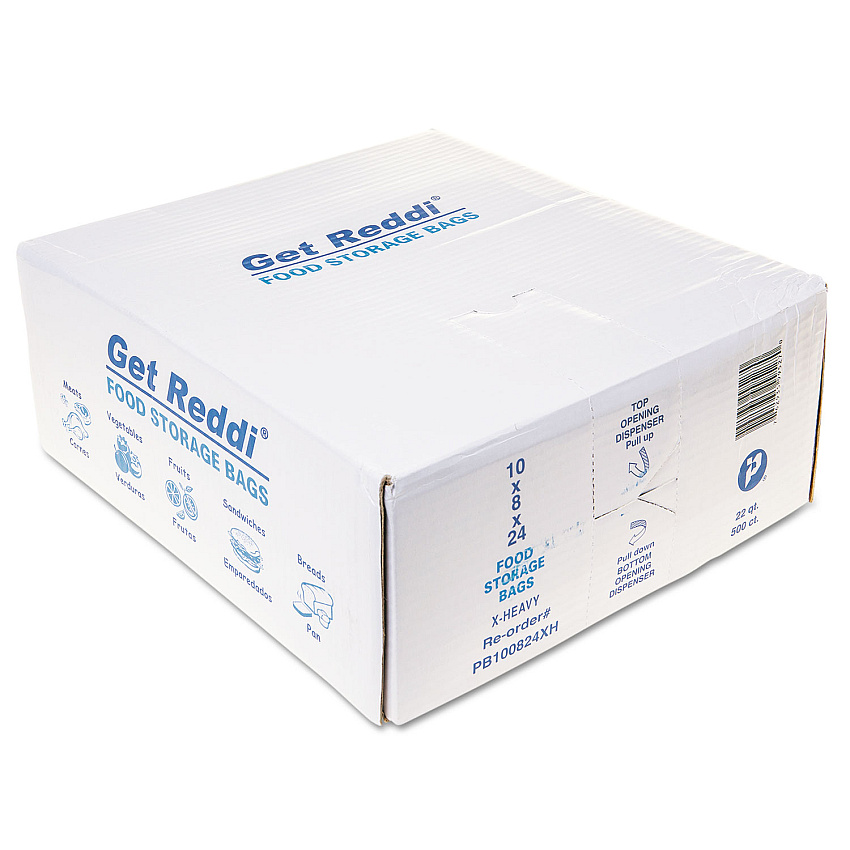 Inteplast Group Food Bags, 5.5 gal, 10" x 8" x 24", Clear, 500/Carton (IBSPB100824XH)