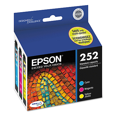Epson T252520-S (252) DURABrite Ultra Ink, Cyan/Magenta/Yellow, 3/Pack