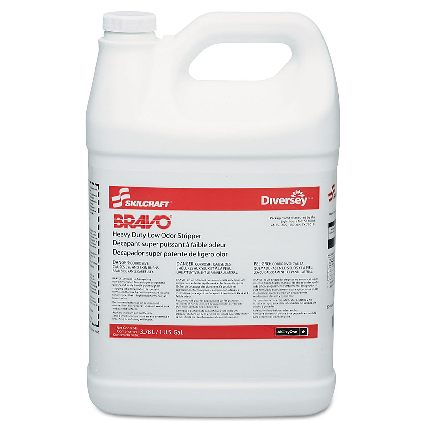 AbilityOne 7930013808469, SKILCRAFT Heavy Duty Low Odor Floor Stripper, 1 gal, 4/Box