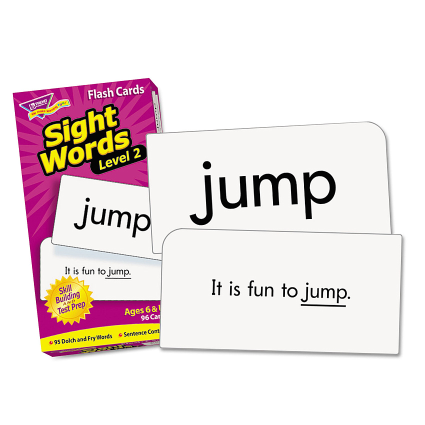 TREND Skill Drill Flash Cards, Sight Words Set 2, 3 x 6, Black and White, 97/Set (TEPT53018)