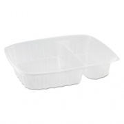 Dart StayLock Clear Hinged Lid Containers, 3-Compartment, 8.6 x 9 x 3, Clear, 100/Packs, 2 Packs/Carton (C55UT3)
