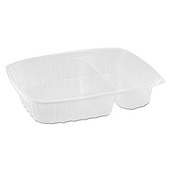 Dart StayLock Clear Hinged Lid Containers, 3-Compartment, 8.6 x 9 x 3, Clear, Plastic, 100/Packs, 2 Packs/Carton (DCCC55UT3)