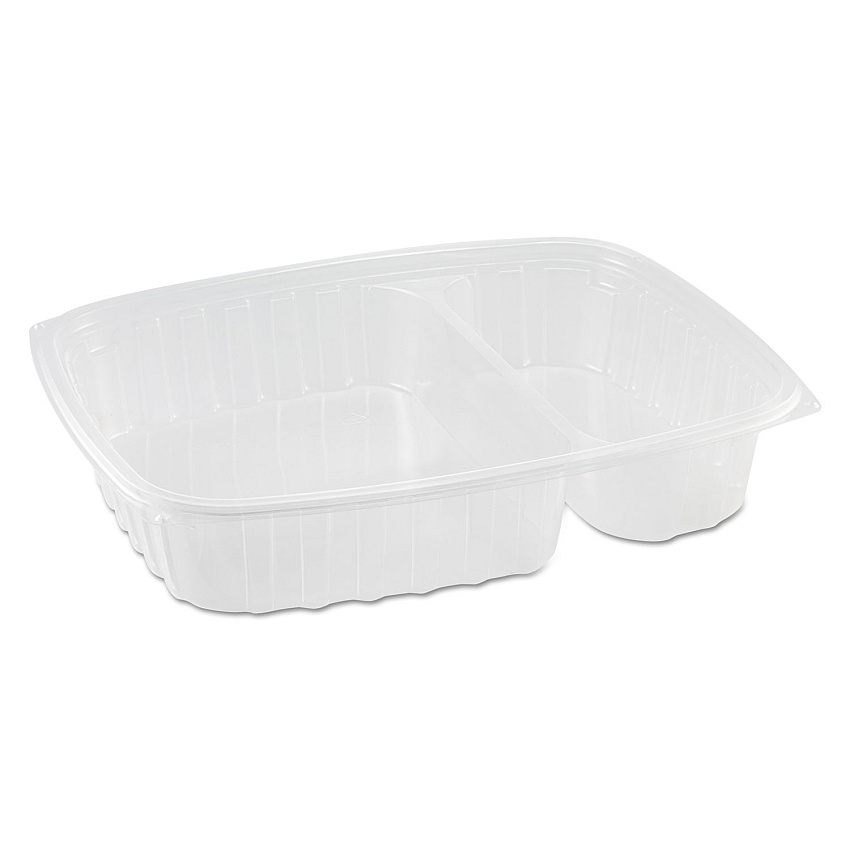 Dart StayLock Clear Hinged Lid Containers, 3-Compartment, 8.6 x 9 x 3, Clear, Plastic, 100/Packs, 2 Packs/Carton (DCCC55UT3)
