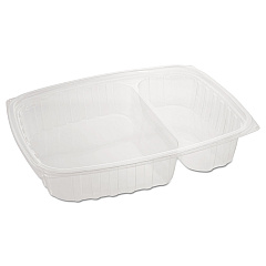 Dart ClearPac Containers, 2-Compartment, 32.8 oz, 7.4 x 9 x 1.7, Clear, Plastic, 63/Pack, 4 Packs/Carton (DCCC30DE2R)