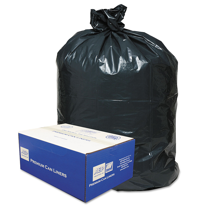 Classic Linear Low-Density Can Liners, 45 gal, 0.63 mil, 40" x 46", Black, 25 Bags/Roll, 10 Rolls/Carton (WBI404616B)