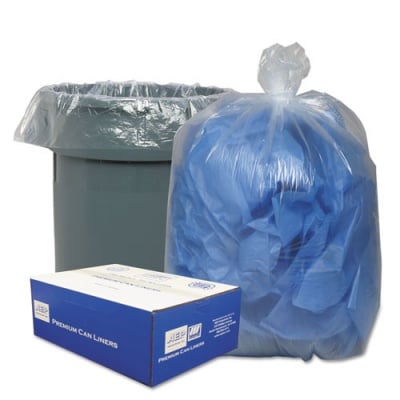 Classic Clear Linear Low-Density Can Liners, 56 gal, 0.9 mil, 43" x 47", Clear, 10 Bags/Roll, 10 Rolls/Carton (434722C)