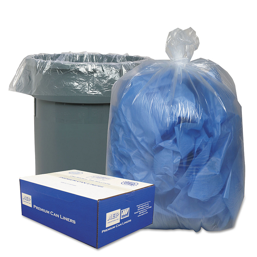 Classic Clear Linear Low-Density Can Liners, 56 gal, 0.9 mil, 43" x 47", Clear, 10 Bags/Roll, 10 Rolls/Carton (WBI434722C)