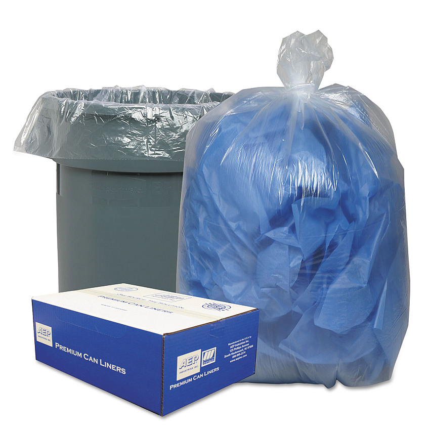 Classic Clear Linear Low-Density Can Liners, 45 gal, 0.63 mil, 40" x 46", Clear, 25 Bags/Roll, 10 Rolls/Carton (WBI404616C)