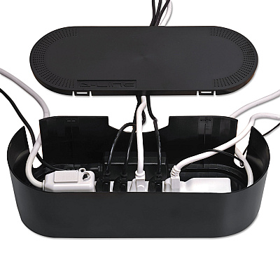 D-Line Large Cable Tidy Units, 16.5" x 6.5" x 5.25", Black (DLNCTULGEB)