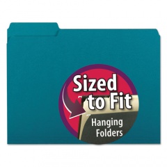 Smead Interior File Folders, 1/3-Cut Tabs: Assorted, Letter Size, 0.75" Expansion, Teal, 100/Box (10291)