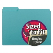 Smead Interior File Folders, 1/3-Cut Tabs: Assorted, Letter Size, 0.75" Expansion, Aqua, 100/Box (10235)