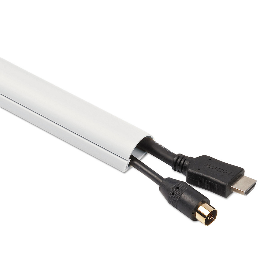 D-Line Decorative Mini Cord Cover, 60" x 1.25" x 0.5" Covers, White (DLNR5FT3015W)