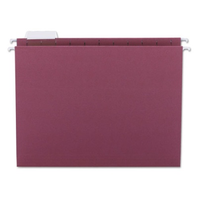 Smead Colored Hanging File Folders with 1/5 Cut Tabs, Letter Size, 1/5-Cut Tabs, Maroon, 25/Box (64073)