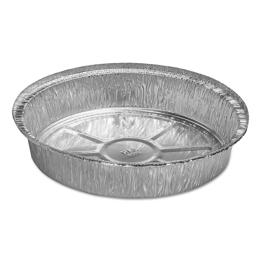 HFA Round Aluminum Container, 48 oz, 9" Diameter x 1.66"h, Silver, 500/Carton (HFA204600)
