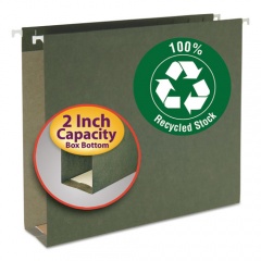 Smead Box Bottom Hanging File Folders, 2" Capacity, Letter Size, Standard Green, 25/Box (65090)